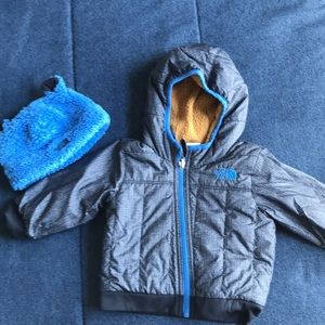 The North Face jacket and beanie 6-12 months